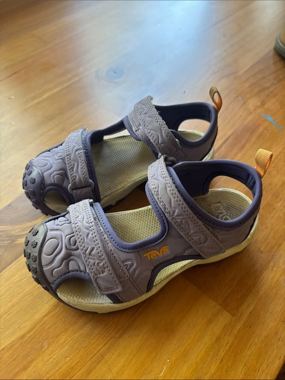Teva Kids Lavender Purple Closed-Toe Sport Sandals with Orange Pull Tab